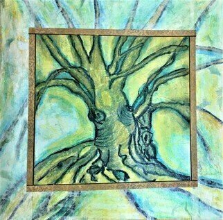 Kichung Lizee, 'Wilson Campus Tree 1', 2021, original Mixed Media, 20 x 20  x 1 inches. Artwork description: 3099 Eastern calligraphy ink and mixed media on mulberry paper glued on canvas...