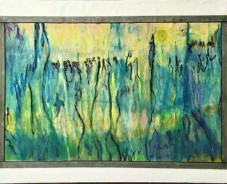 Kichung Lizee, 'Forrest', 2020, original Mixed Media, 20 x 16  x 1 inches. Artwork description: 2703 semi- abstract figures in deep green...