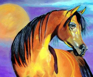 Katherine Taylorgreen; Sunset Bay, 2006, Original Pastel, 22 x 19 inches. Artwork description: 241  Playing with bright sun drenched color was the objective behind this Arabian horse.Painting is on black sanded paper. ...