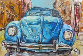 Francisco Landazabal; Beetle, 2017, Original Painting Acrylic, 150 x 100 cm. Artwork description: 241 Beetle, old car, old city, blue tones...