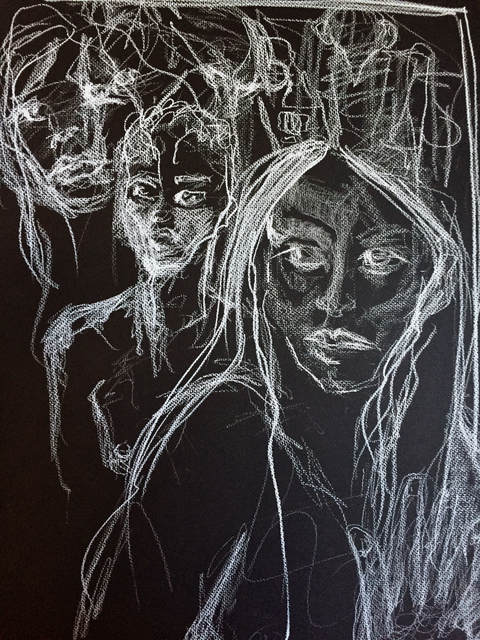 Luise Andersen JANUARY SIX  2015 ON BLACK Drawing In Progress I , 2015