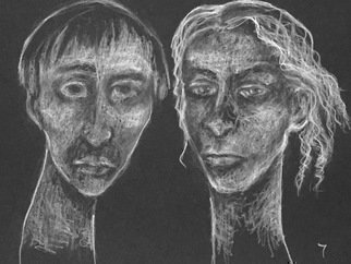 Luise Andersen, 'Page 7', 2018, original Drawing Charcoal, 11 x 14  inches. Artwork description: 5475 Tuesday, evening, March 13,2018- . . so left 6 behind and advanced to page 7. will go back another time to page 6. these two expressions came out of theblackand think, will move on to page 8 tomorrow. it rains tonighta~