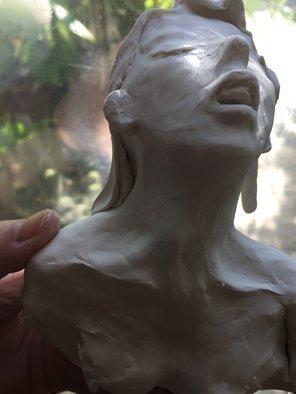 Luise Andersen, 'To Sculpt Feel Raw Emotion I', 2015, original Sculpture Clay, 5 x 6  x 2 inches. Artwork description: 19731   July 16 2015 - - is like a fraction of surrender of own essence. .this is today's expression in white clay. . that is from clay of previous head. .this one will be but a fleeting feel. . intense and strong. .do not know. . nor do I wish to. . how ...