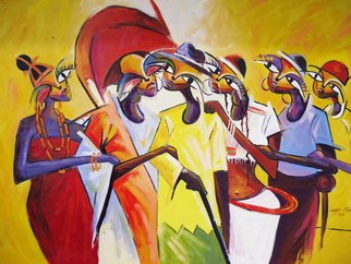 Lawani Sunday; Unity In Diversity, 2013, Original Painting Oil, 60 x 42 inches. Artwork description: 241  THIS PAINTING IS SHOWING THE DIFFERENT TRIBES  IN NIGERIA, THE YOROBA, IGBO, HAUSA, BENIN, DELTA, AND THE KOKIG'S ...