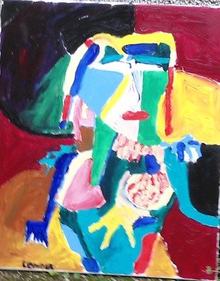 Jean Yves Lemeur; Grenn Woman, 2014, Original Painting Oil, 50 x 70 cm. Artwork description: 241    art brut abstract portrait  ...