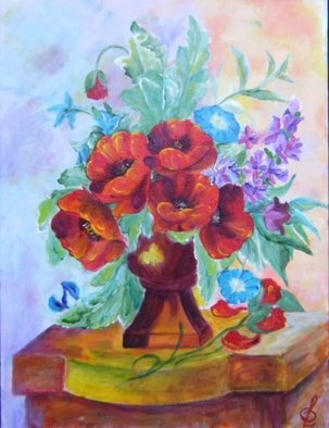 Larsen Lena, 'Still Life of Flowers', 2008, original Painting Acrylic, 60 x 80  x 2 cm. Artwork description: 1758  Acrylic painting on canvas stretched on wood,  framed.  ...