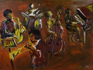 Liz Sutcliffe; Jazz Down At Tims, 2008, Original Painting Oil,   inches. 