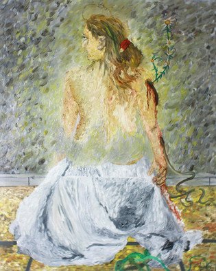 Luis Key; La Poeta En La Primavera, 2017, Original Painting Oil, 100 x 120 cm. 