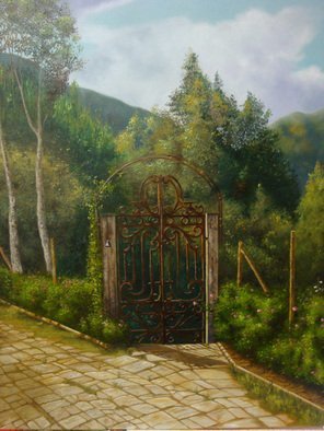 Luiz Henrique Azevedo; An Itaipava Gate, 2013, Original Painting Oil, 40 x 50 cm. Artwork description: 241 Former the first gate to surpass when we arrive in a lovely Itaipava house. ...
