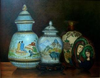 Luiz Henrique Azevedo; Vases, 2010, Original Painting Oil, 41 x 33 cm. Artwork description: 241 The chinese jars from my parents and my home jars....