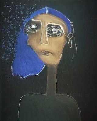 Radwa Mohamed; Abstract Art, 2022, Original Drawing Pastel, 15.9 x 15.9 cm. Artwork description: 241 Abstract face by pastelIt expresses our miserable feelings...