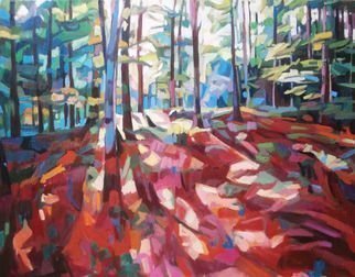 Maja Djokic Mihajlovic; Red Forest, 2018, Original Painting Oil, 50 x 70 cm. Artwork description: 241 forest, wood, summer, red, autumn...