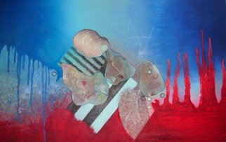 Reiner Makarowski; Floating In Blue Red Landscape, 2019, Original Painting Oil, 70 x 50 cm. Artwork description: 241 Expressive abstract...