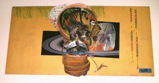 B Malke, 'Life On Earth Looking For...', 2009, original Mixed Media, 30 x 17  cm. Artwork description: 3099  2D collage, mixed media, paper, ink, feather, net ...