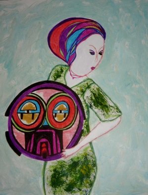 B Malke, 'Woman With A Shield', 2011, original Painting Acrylic, 24 x 32  cm. Artwork description: 2307           Acrylic and ink on paper                              ...