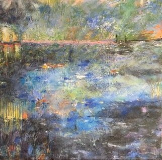 Margaret Thompson; Lakeside 2, 2017, Original Mixed Media, 60 x 60 cm. Artwork description: 241 evocative, impressionistic...