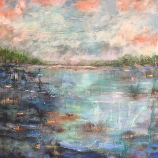 Margaret Thompson; Lakeside 3, 2017, Original Mixed Media, 60 x 60 cm. Artwork description: 241 evocative, dreamlike, impressionistic...