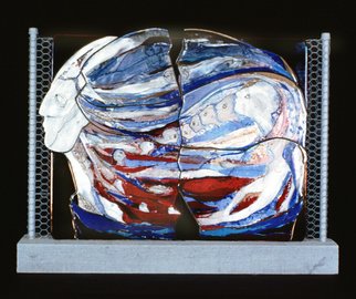 Margaret Stone, 'Meditation On The Sands', 2002, original Glass Fused, 48 x 38  x 7 inches. Artwork description: 1911 This artwork relates to the slave labor camps and the Holocaust. It is at Temple Israel in West Bloomfield, Michigan. My text on the plaque that accompanies the work is: The naked form gives birth to the child who knows no life. Empty eyes search caverns of ...