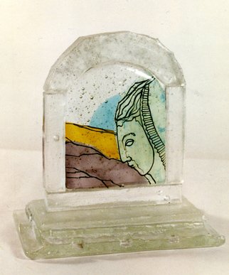 Margaret Stone, 'The Path', 2014, original Glass Fused, 6.5 x 8  x 4 inches. Artwork description: 2703  Fused and cast in the kiln. Elements are created independent of each other and assembled. The panel is transparant glass stacked and fused to 1/ 2 inch depth. When cool, the line drawing is added and fired on. ...