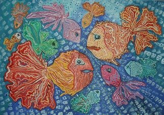Devdariani Mariam; Funny Fishes, 2014, Original Painting Other, 60 x 42 cm. 