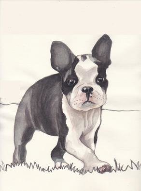 Carolyn Alston Thomas; Boston Terrier Pup 1, 2013, Original Printmaking Giclee - Open Edition, 8 x 10 inches. Artwork description: 241   This is  a watercolor I did for my niece upon special request.  ...