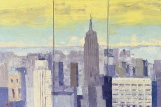 Marino Chanlatte, 'New York Skyline 2', 2015, original Painting Oil, 30 x 20  x 1.5 inches. Artwork description: 2703  This is another work of the series of cityscapes from my last trip to New York. Painted with the technique I am using in my abstract works overlapping layers of color and scraping, I love the results I am obtaining in this urban works. I plan to ...