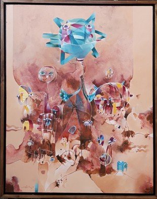 Mario Viani; Emoticon, 2019, Original Painting Acrylic, 86.1 x 110.1 cm. Artwork description: 241 Emoticon is a representation of feelling inside about emotion of person...