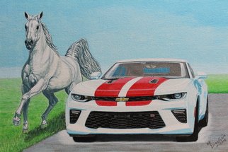 Mark Dodson; Camaro Horsepower, 2018, Original Painting Acrylic, 20 x 16 inches. Artwork description: 241 Real Horsepower Muscle...