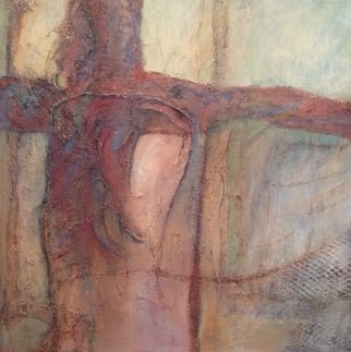 Mary Jean Henke; Line Dance, 2014, Original Mixed Media,   inches. Artwork description: 241  36 x 36  Painting in neutrals with touches of red ...