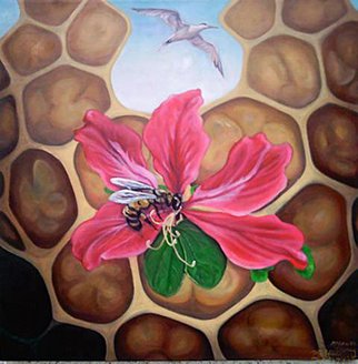 Ewan Mcanuff; Honey Maker, 2010, Original Painting Oil, 30 x 30 inches. Artwork description: 241   Honey bee extracting nectar from the poormans orchid to add to honeycomb flavor.        ...