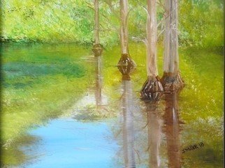 Israel Miller; Cypress Swamp, 2018, Original Painting Acrylic, 20 x 16 inches. Artwork description: 241 Cypress swamp in south FL...