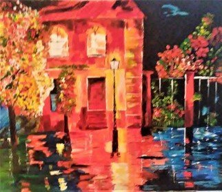 Israel Miller; Rainy Night, 2018, Original Painting Acrylic, 24 x 20 inches. Artwork description: 241 rainy night down south...