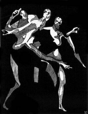 Youri Messen-Jaschin, 'Danse I A', 1972, original Printmaking Woodcut, 21 x 27  cm. Artwork description: 4518 Xylography 1/ 153' 000. - 2 print' s(r) 1972 by ProLitteris Po. Box CH. - 8033 Zurich(c) 1972 by Youri Messen- Jaschin Switzerland...