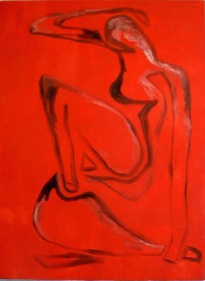 Michael Iskra; Red Nude, 2001, Original Painting Oil, 11 x 14 inches. Artwork description: 241 Abstract Nude...