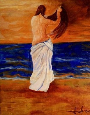 Michael Iskra; Woman By The Sea, 2018, Original Painting Oil, 8 x 10 inches. Artwork description: 241 Woman looking at the sea combing her hair. ...