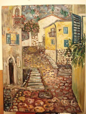 Milica Markovic Rajcevic; Kotor Old Town, 2017, Original Painting Oil, 55 x 73 cm. Artwork description: 241 Scene from old town, Kotor. Last night, last year...