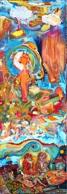 Milica Markovic Rajcevic; Shi, 2011, Original Painting Oil, 60 x 170 cm. Artwork description: 241 An abstract description of the angels, who guard us and are here beside us...