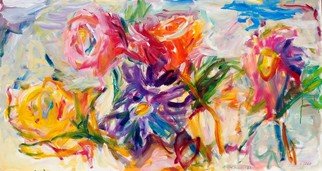 Milton Schaefer; Floral Decor Lll, 2020, Original Painting Acrylic, 150 x 80 cm. Artwork description: 241 Inspired on flowers...