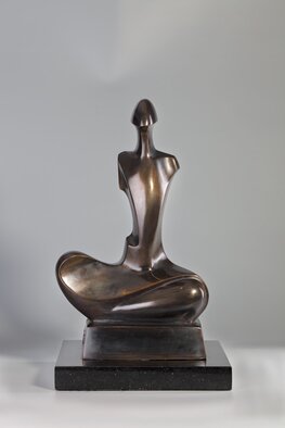 Mircea Puscas; MEDITATION, 2023, Original Sculpture Bronze, 23 x 38 cm. Artwork description: 241 Abstract figure of a man immersed in meditation.  This unique property of controlling oneaEURtms consciousness is the ability given to a person by nature, to exit and turn off oneaEURtms feelings and reunite with the universe.This work is cast in bronzeThis cast bronze ...