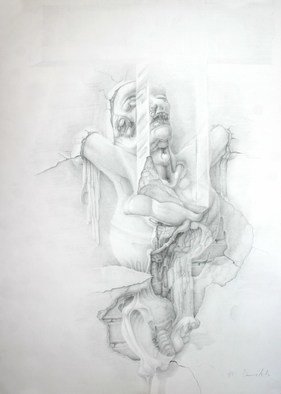 Mirko Sevic; Stillness, Self Potrait, 2001, Original Drawing Pencil, 500 x 700 mm. Artwork description: 241  stillnes ...