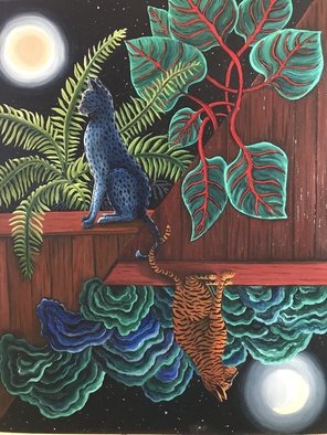 Monica Puryear; The Duo, 2019, Original Painting Oil, 16 x 20 inches. Artwork description: 241 This piece depicts two cats that seem to be apart and yet are connected by their tails. ...