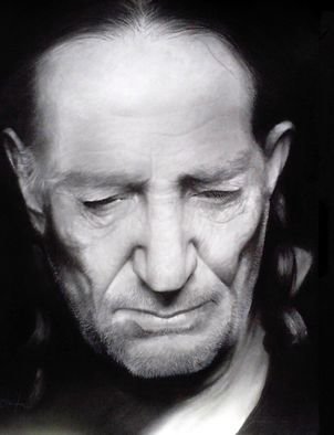 Adrian Pickett; Willie Nelson, 2006, Original Drawing Charcoal, 20 x 24 inches. Artwork description: 241 original portrait done in black and white charcoal on paper ...