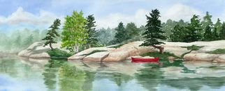Margaret Dawson; Nature Lovers, 2012, Original Watercolor, 15 x 22 inches. Artwork description: 241  Nature lovers, canoists enjoying a natural retreat ...