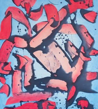 Marlene Struss; Battle Taking Shape, 2017, Original Painting Acrylic, 36 x 40 inches. Artwork description: 241 The well- balanced red and blue of Battle Taking Shape can symbolize the competing roles of males and females, the battle of the sexes, or liberals and conservatives.  One can see surprise attacks, sweat, tears, growth and breakdown. ...
