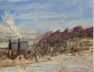 Michael Garr; Haverstraw In Winter, 2018, Original Painting Oil, 10 x 8 inches. Artwork description: 241 A Plein Air Done from The Helen Hayes Rehab Center on a cold day in January 2018...