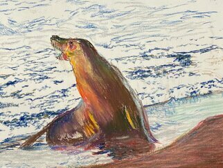 Michael Garr; Sunset Bark Galapagos, 2024, Original Pastel, 14 x 11 inches. Artwork description: 241 A study in color as value, from a photo taken while touring galapagos islands aboard national geographic islander in September 2021. ...