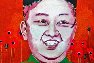 Mulumba Tshikuka; Kim Jong-Un, 2015, Original Painting Acrylic, 30 x 20 inches. Artwork description: 241 North Korea leader, flowers, dictators...