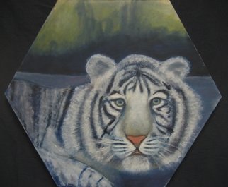 Mary V. Williams; Siberian Tiger, 2007, Original Painting Oil, 18 x 18 inches. Artwork description: 241  This hexagonal oil painting of a Siberian tiger is both expressive and realistic. ...