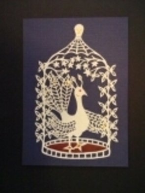 Teresa Sherwin; Birdcage, 2011, Original Paper, 5 x 7 inches. Artwork description: 241     Cut paper birdcage.   ...