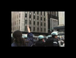 Nancy Bechtol, 'Peace Hand', 2004, original Photography Other, 17 x 11  x 1 cm. Artwork description: 7455  signs of personal responsibility for peace was shown throughout the demonstrations. this man walked behind police lines to show support. Chicago. AntiWar Rally series 2003- 05 ...